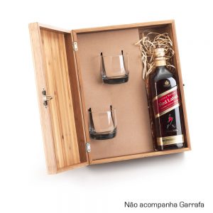 Caixa em bambu com 02 copos para whisky cop6181
